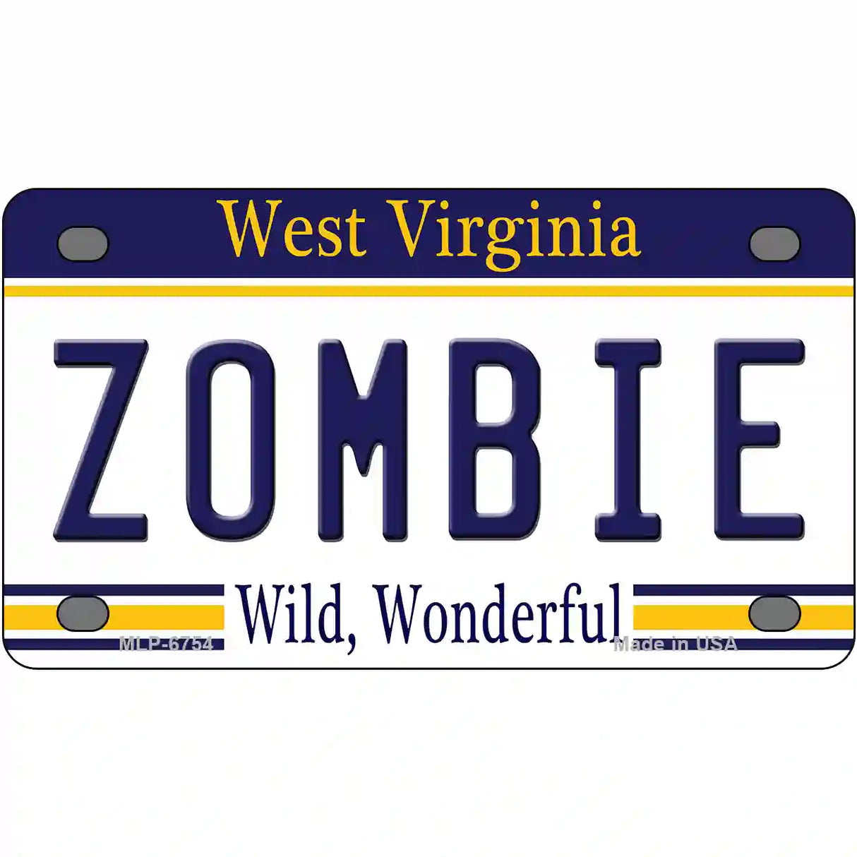 Zombie West Virginia Novelty Metal License Plate 4" x 2.2" (MLP)