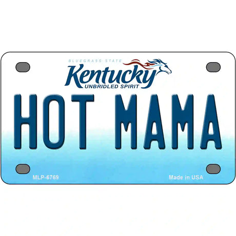 Hot Mama Kentucky Novelty Metal License Plate 4" x 2.2" (MLP)