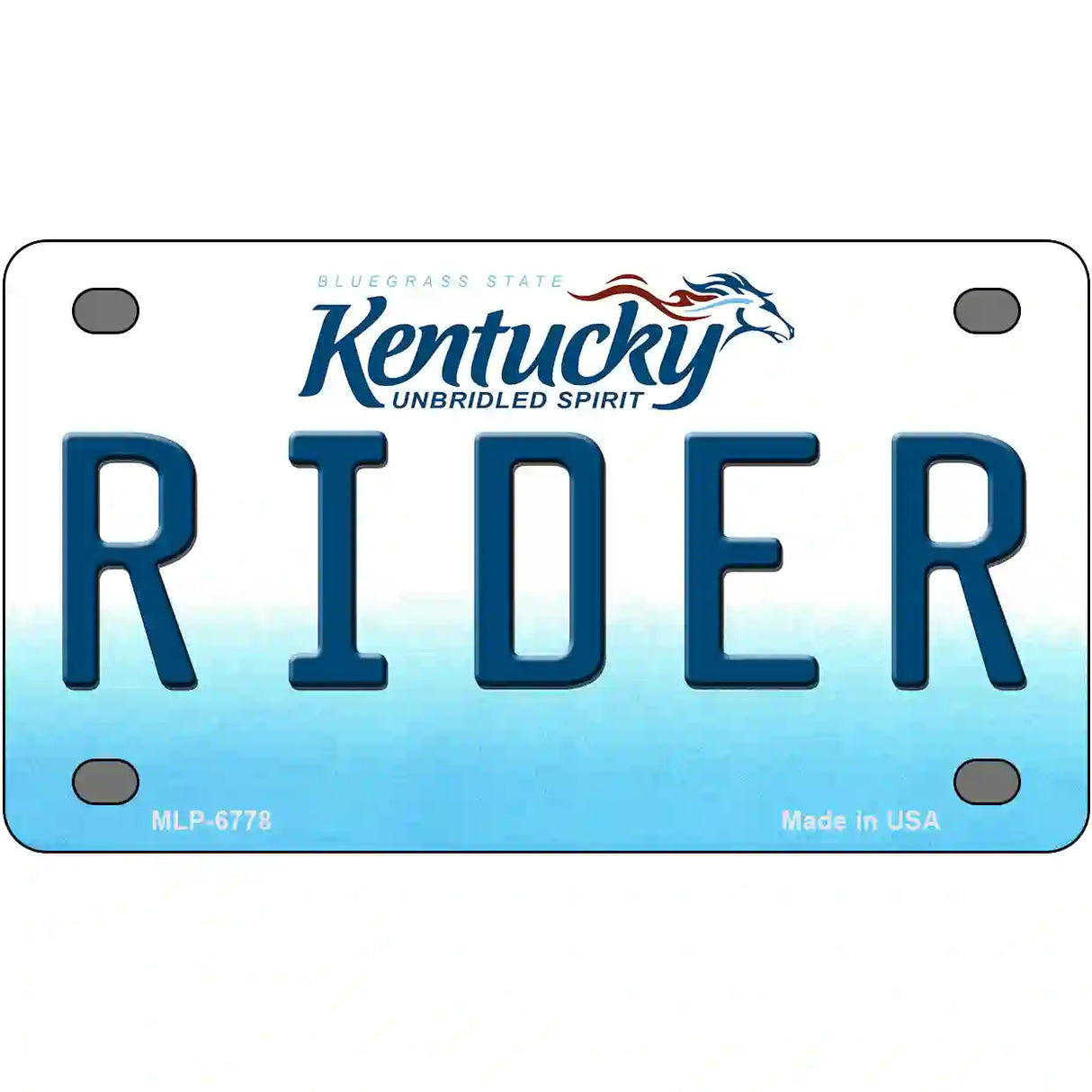 Rider Kentucky Novelty Metal License Plate 4" x 2.2" (MLP)