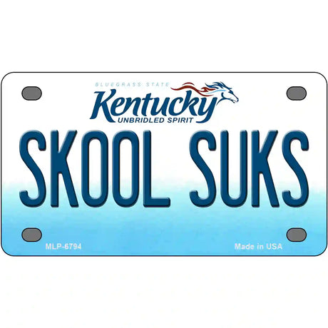 Skool Suks Kentucky Novelty Metal License Plate 4" x 2.2" (MLP)