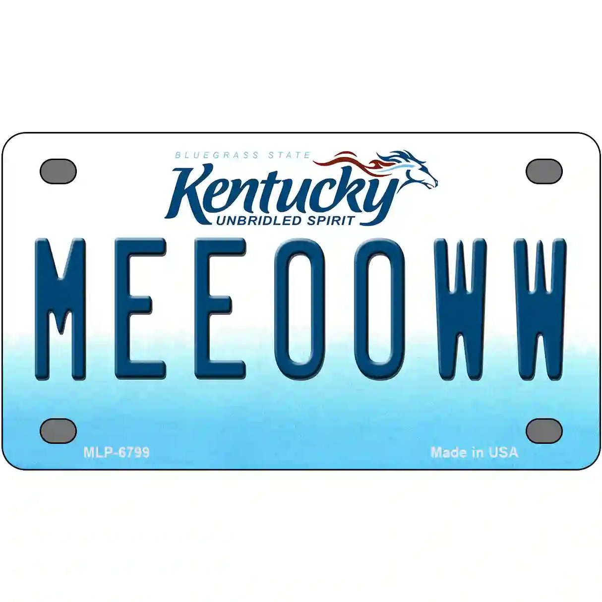 Meeooww Kentucky Novelty Metal License Plate 4" x 2.2" (MLP)