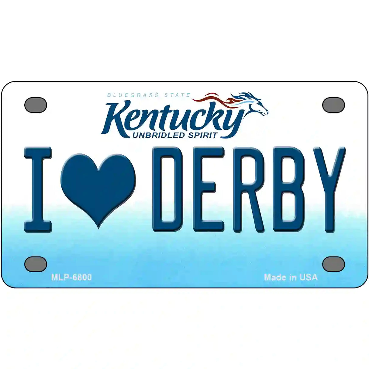 I Love Derby Kentucky Novelty Metal License Plate 4" x 2.2" (MLP)