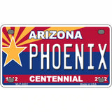 Arizona Centennial Phoenix Novelty Metal License Plate 4" x 2.2" (MLP)