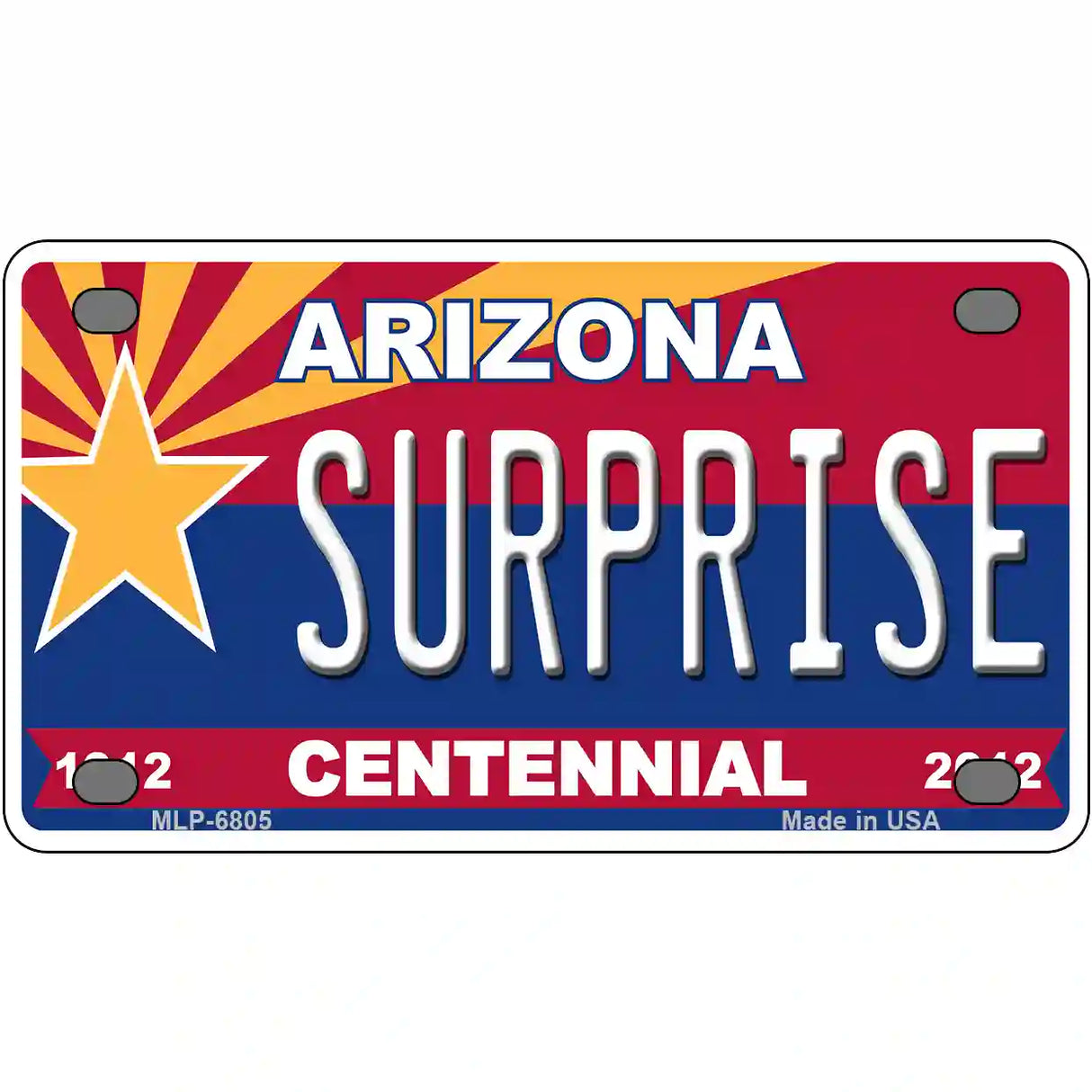 Arizona Centennial Surprise Novelty Metal License Plate 4" x 2.2" (MLP)