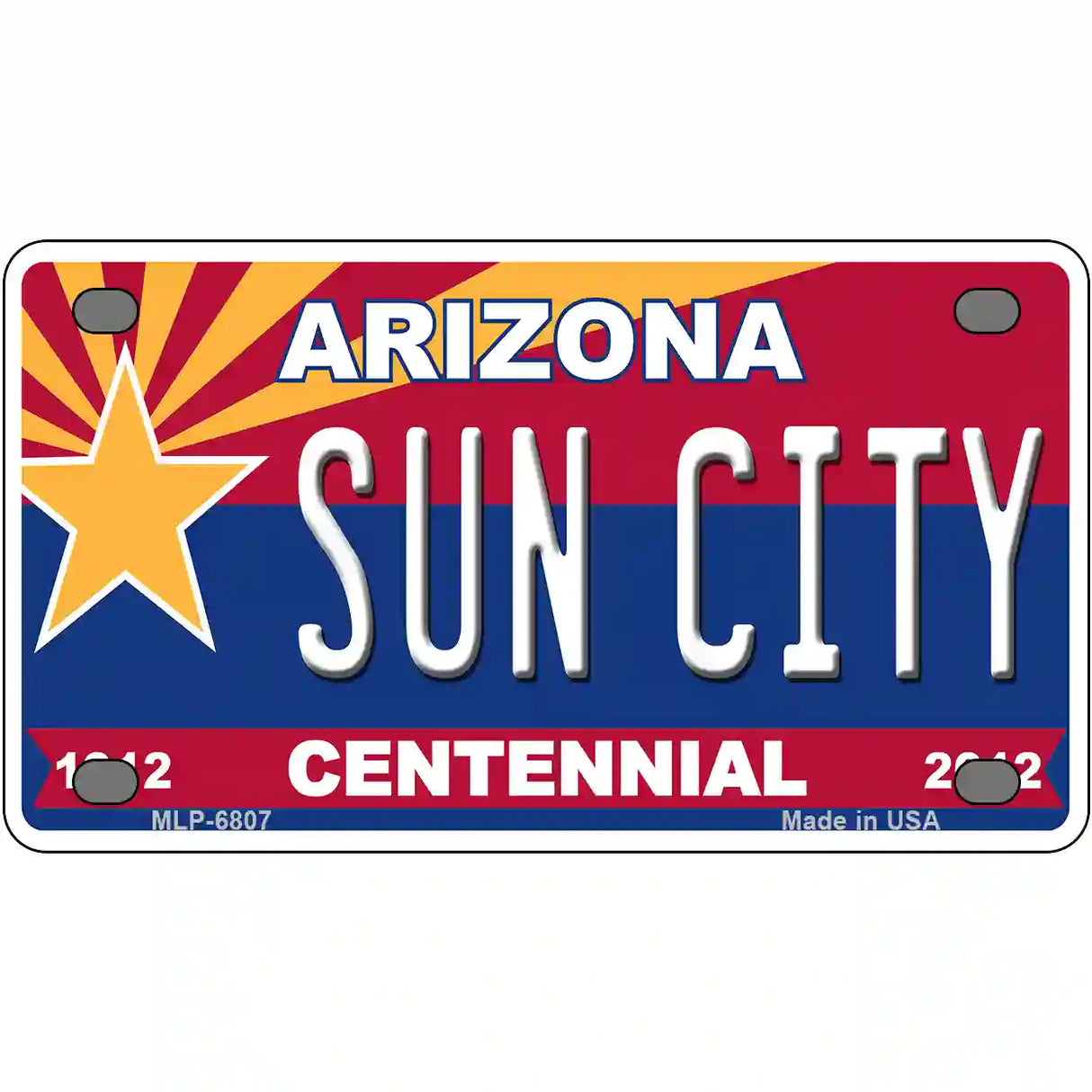 Arizona Centennial Sun City Novelty Metal License Plate 4" x 2.2" (MLP)