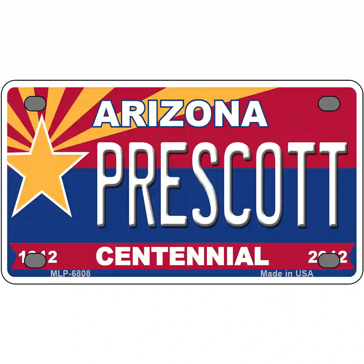 Arizona Centennial Prescott Novelty Metal License Plate 4" x 2.2" (MLP)