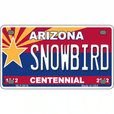 Arizona Centennial Snowbird Novelty Metal License Plate 4" x 2.2" (MLP)