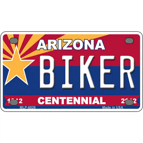 Arizona Centennial Biker Novelty Metal License Plate 4" x 2.2" (MLP)