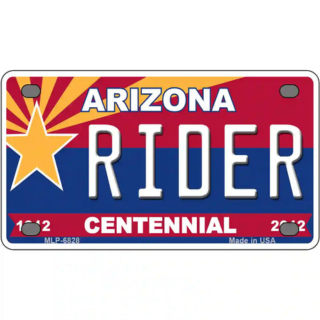 Arizona Centennial Rider Novelty Metal License Plate 4" x 2.2" (MLP)