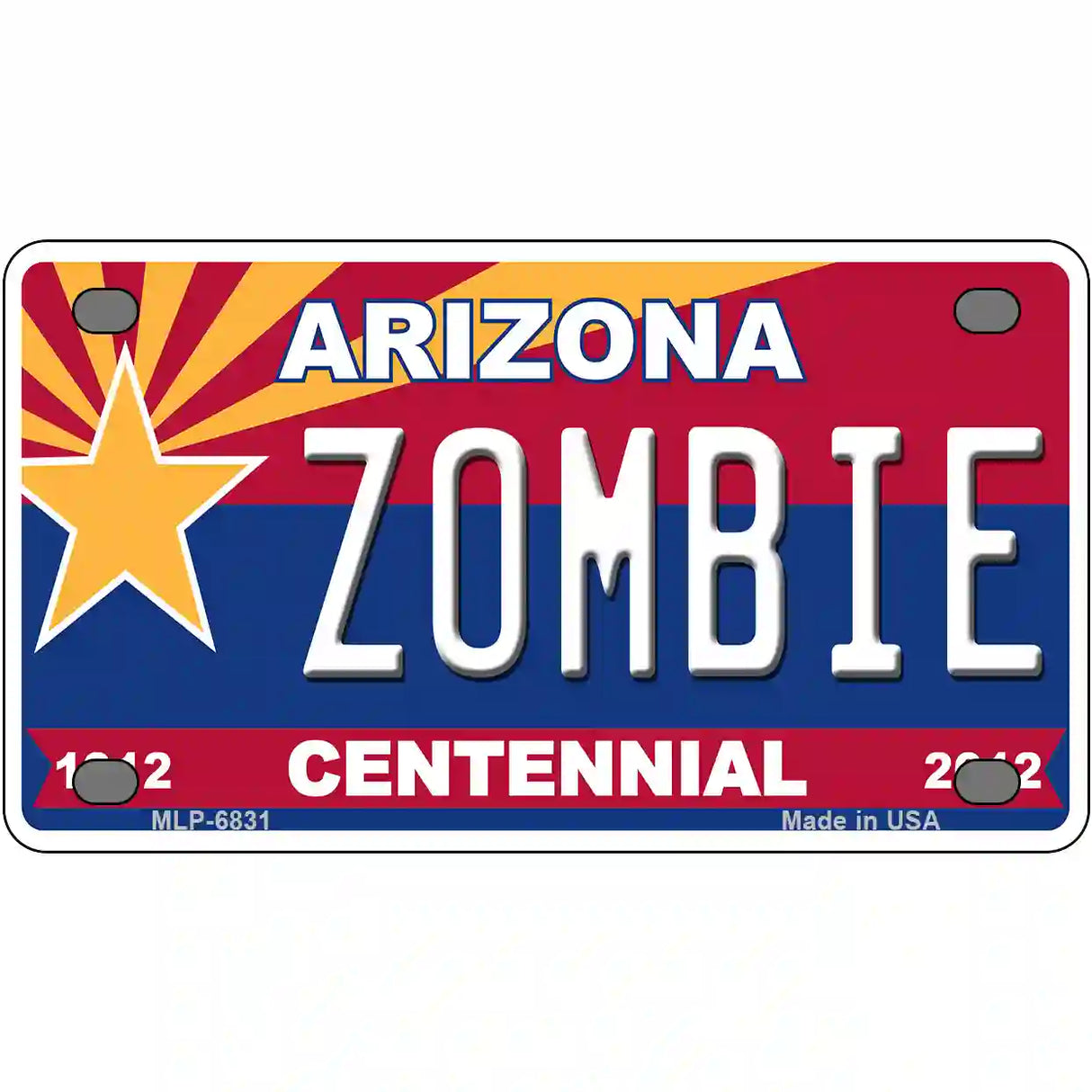 Arizona Centennial Zombie Novelty Metal License Plate 4" x 2.2" (MLP)