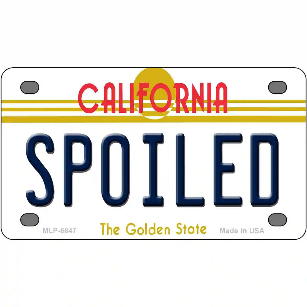 Spoiled California Novelty Metal License Plate 4" x 2.2" (MLP)
