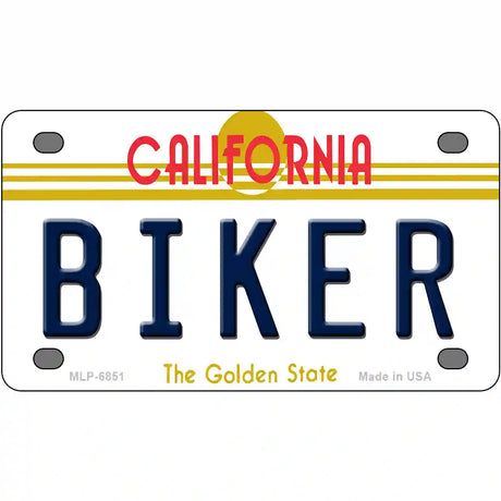 Biker California Novelty Metal License Plate 4" x 2.2" (MLP)