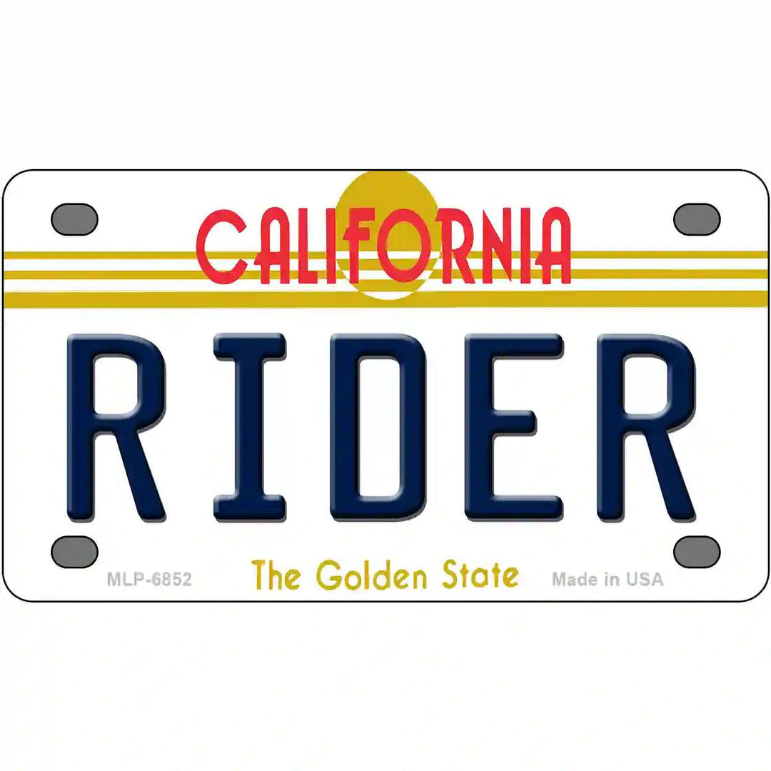 Rider California Novelty Metal License Plate 4" x 2.2" (MLP)