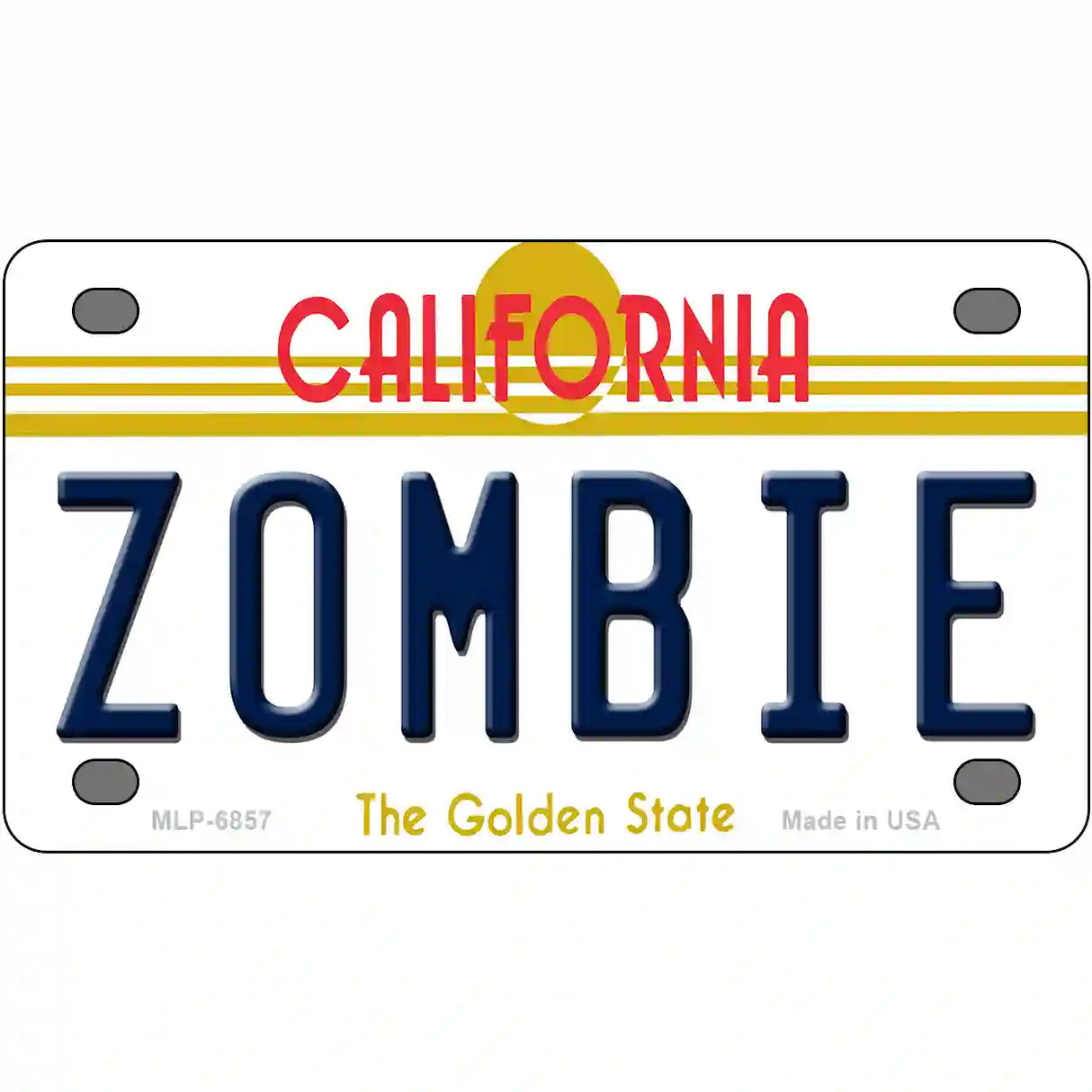 Zombie California Novelty Metal License Plate 4" x 2.2" (MLP)