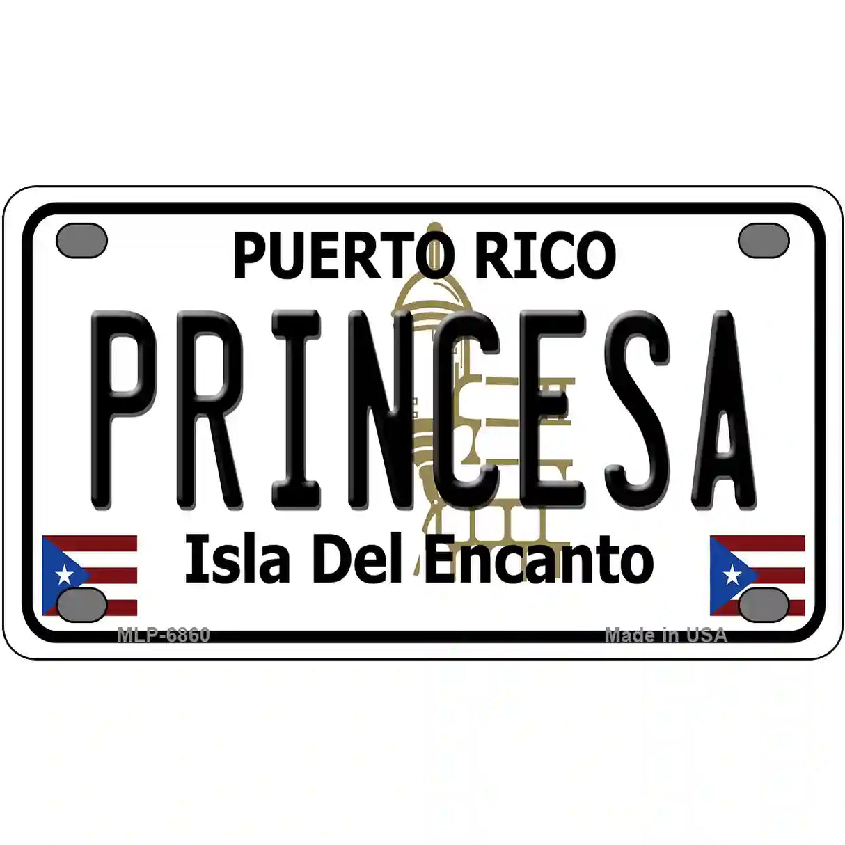 Princesa Puerto Rico Metal Novelty License Plate 4" x 2.2" (MLP)