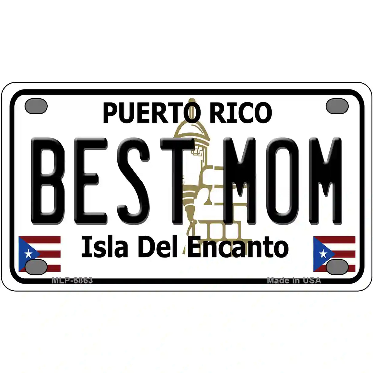 Best Mom Puerto Rico Metal Novelty License Plate 4" x 2.2" (MLP)