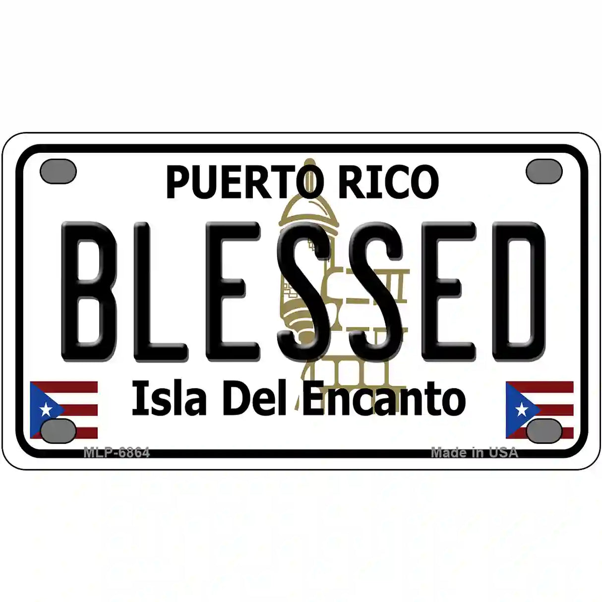 Blessed Puerto Rico Metal Novelty License Plate 4" x 2.2" (MLP)