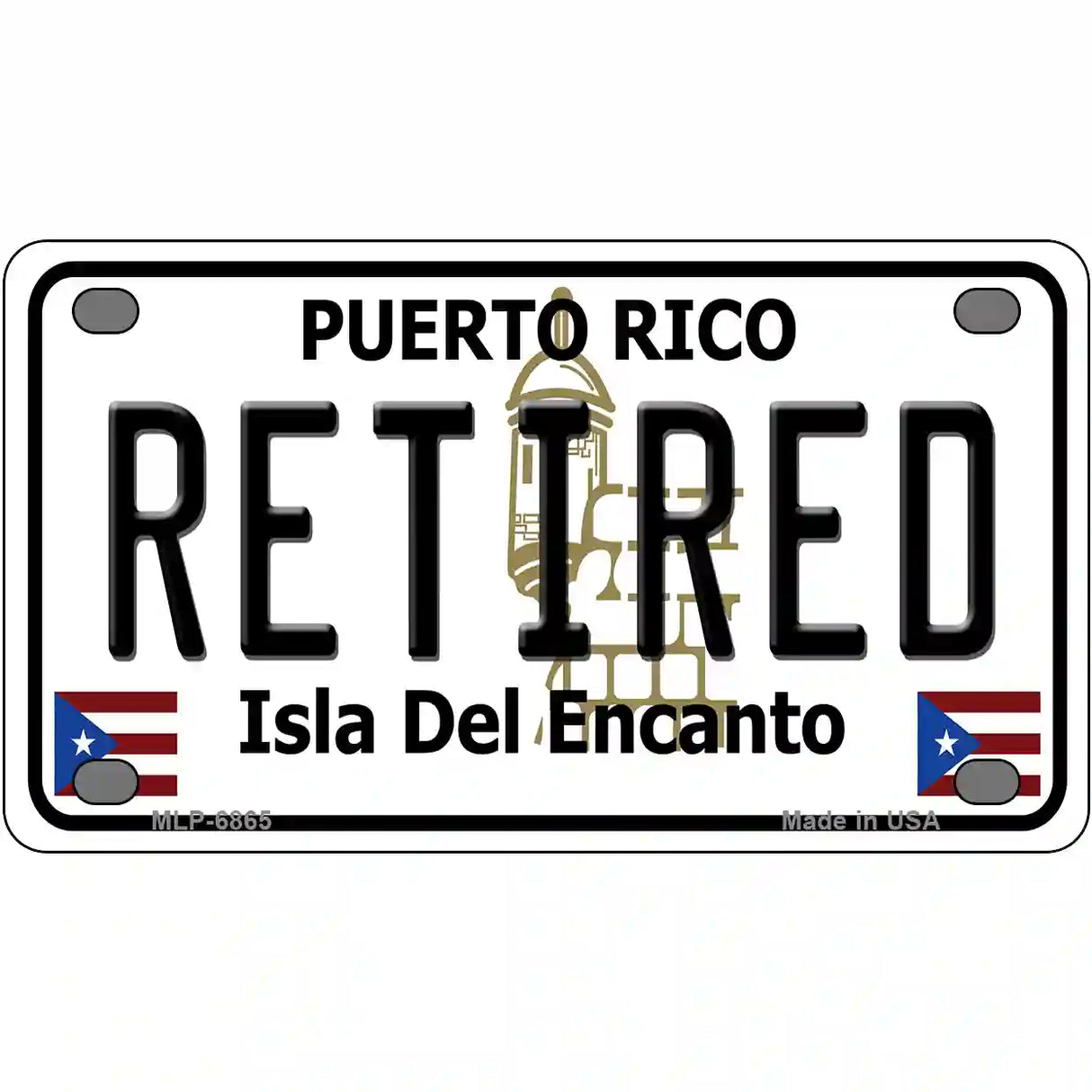 Retired Puerto Rico Metal Novelty License Plate 4" x 2.2" (MLP)