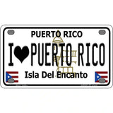 I Love Puerto Rico White Metal Novelty License Plate 4" x 2.2" (MLP)