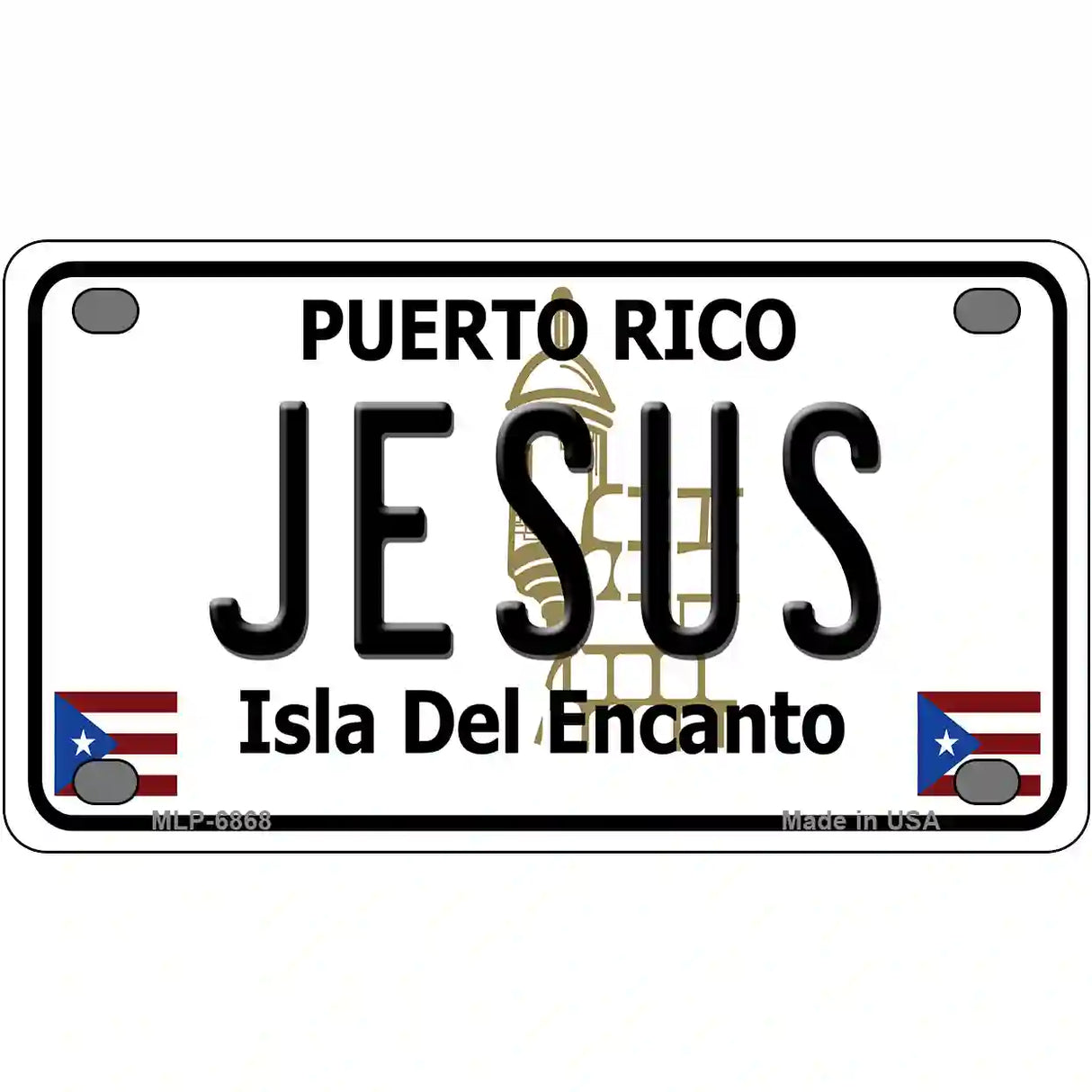 Jesus Puerto Rico Metal Novelty License Plate 4" x 2.2" (MLP)