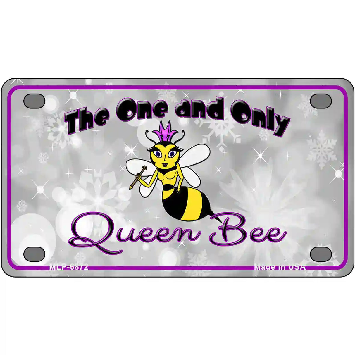 Queen Bee Purple Metal Novelty License Plate 4" x 2.2" (MLP)