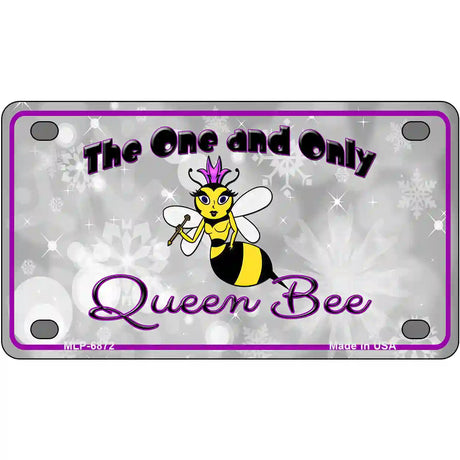 Queen Bee Purple Metal Novelty License Plate 4" x 2.2" (MLP)