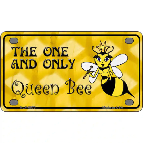 Queen Bee Yellow Metal Novelty License Plate 4" x 2.2" (MLP)