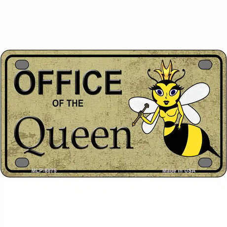 Office Of Queen Bee Metal Novelty License Plate 4" x 2.2" (MLP)