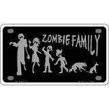 Zombie Family Black Novelty Metal License Plate 4" x 2.2" (MLP)