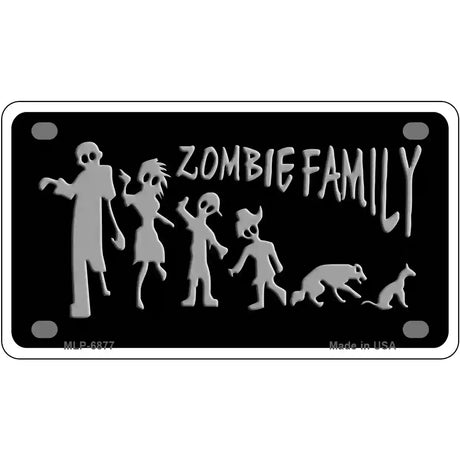 Zombie Family Black Novelty Metal License Plate 4" x 2.2" (MLP)