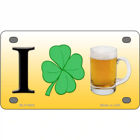 I Shamrock Beer Metal Novelty License Plate 4" x 2.2" (MLP)