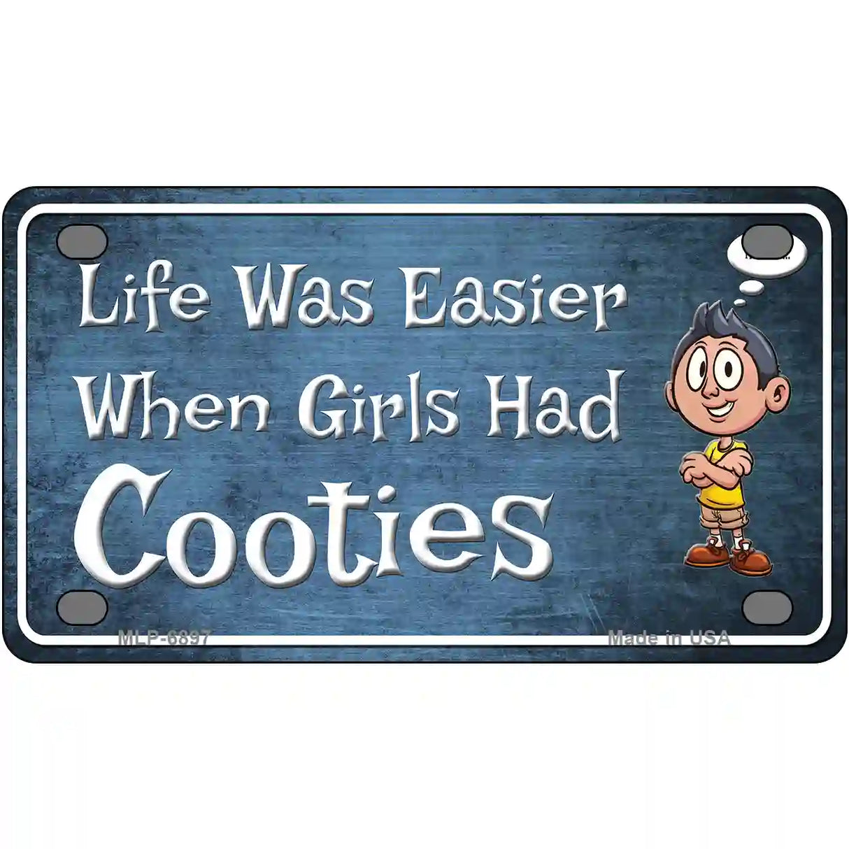 When Girls Had Cooties Novelty Metal License Plate 4" x 2.2" (MLP)