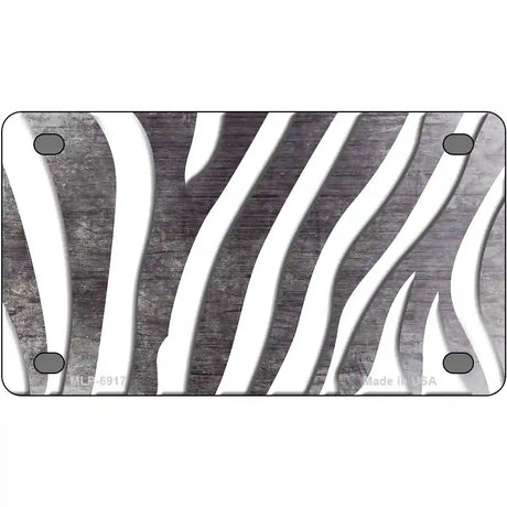 Black White Zebra Oil Rubbed Metal Novelty License Plate 4" x 2.2" (MLP)