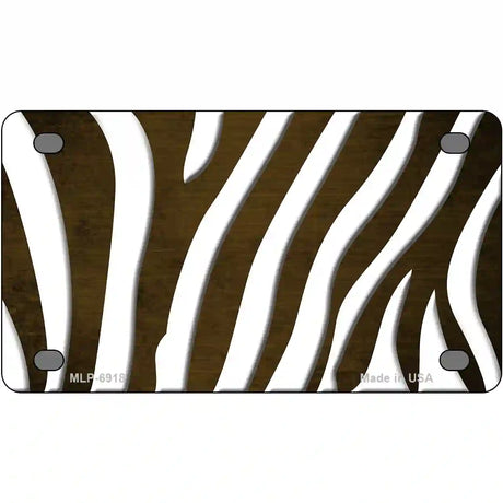 Brown White Zebra Oil Rubbed Metal Novelty License Plate 4" x 2.2" (MLP)