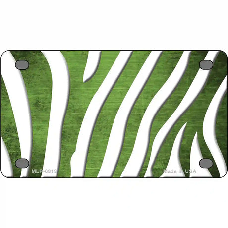 Lime Green White Zebra Oil Rubbed Metal Novelty License Plate 4" x 2.2" (MLP)