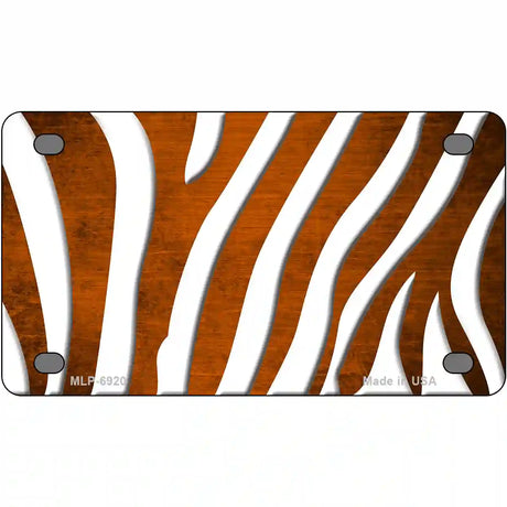 Orange White Zebra Oil Rubbed Metal Novelty License Plate 4" x 2.2" (MLP)