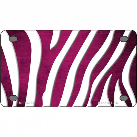 Pink White Zebra Oil Rubbed Metal Novelty License Plate 4" x 2.2" (MLP)