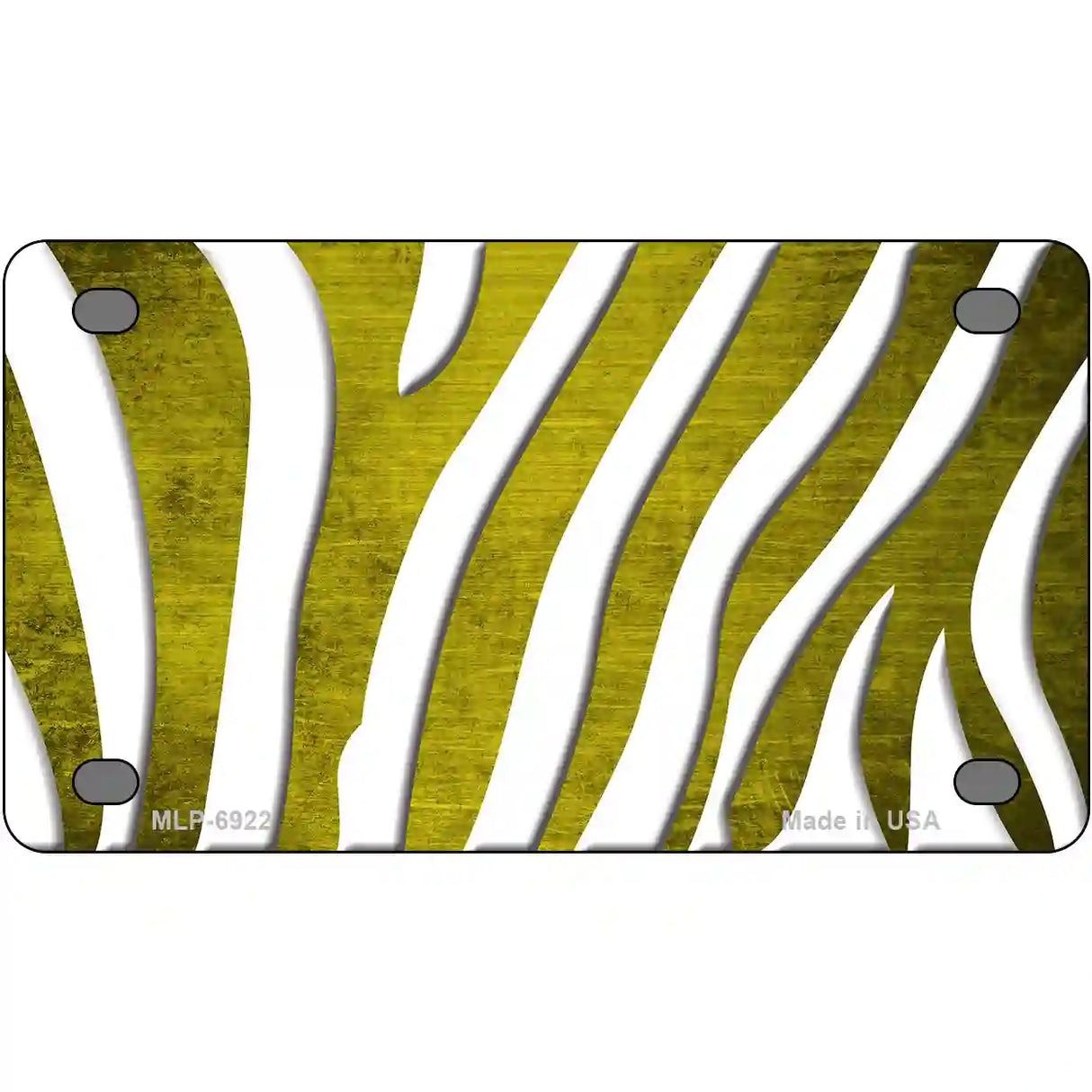 Yellow White Zebra Oil Rubbed Metal Novelty License Plate 4" x 2.2" (MLP)