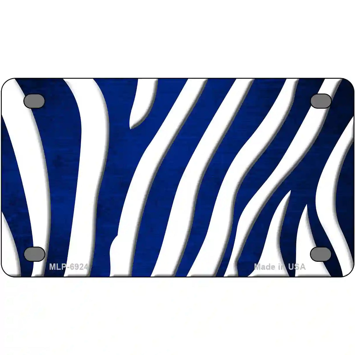 Blue White Zebra Oil Rubbed Metal Novelty License Plate 4" x 2.2" (MLP)