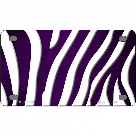 Purple White Zebra Oil Rubbed Metal Novelty License Plate 4" x 2.2" (MLP)