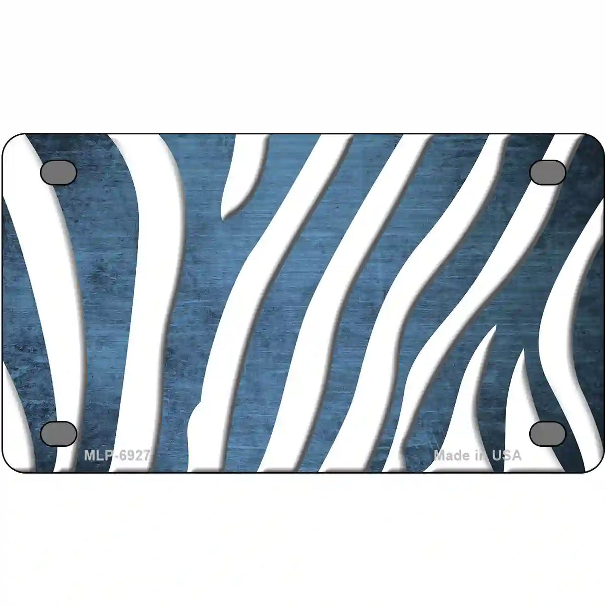 Light Blue White Zebra Oil Rubbed Metal Novelty License Plate 4" x 2.2" (MLP)