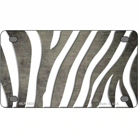 Tan White Zebra Oil Rubbed Metal Novelty License Plate 4" x 2.2" (MLP)