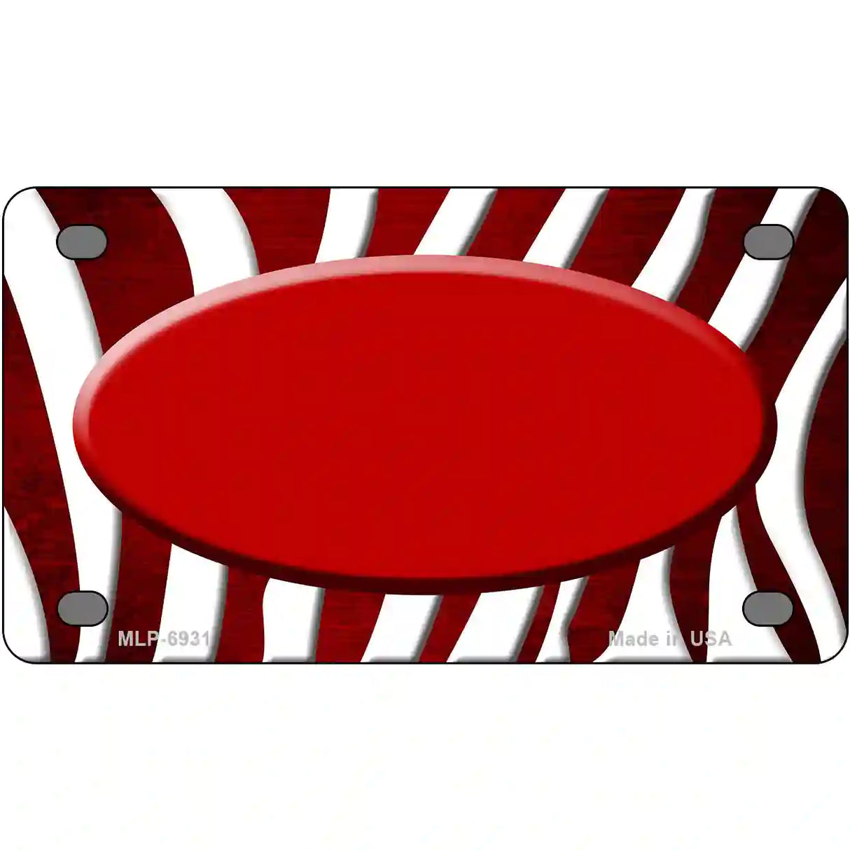 Red White Zebra Oval Oil Rubbed Metal Novelty License Plate 4" x 2.2" (MLP)