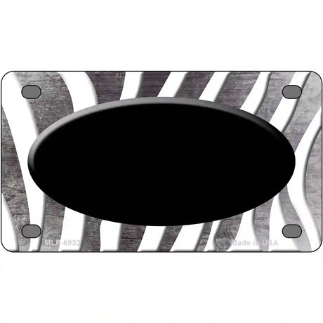 Black White Zebra Oval Oil Rubbed Metal Novelty License Plate 4" x 2.2" (MLP)