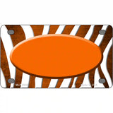 Orange White Zebra Oval Oil Rubbed Metal Novelty License Plate 4" x 2.2" (MLP)