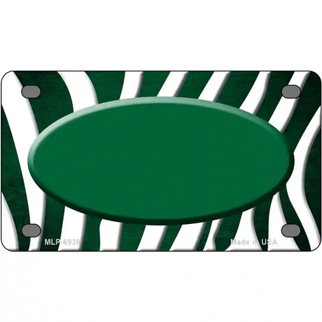 Green White Zebra Oval Oil Rubbed Metal Novelty License Plate 4" x 2.2" (MLP)