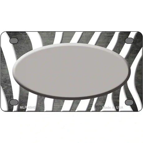 Gray White Zebra Oval Oil Rubbed Metal Novelty License Plate 4" x 2.2" (MLP)