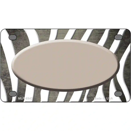 Tan White Zebra Oval Oil Rubbed Metal Novelty License Plate 4" x 2.2" (MLP)