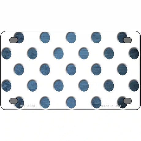 Light Blue White Dots Oil Rubbed Metal Novelty License Plate 4" x 2.2" (MLP)