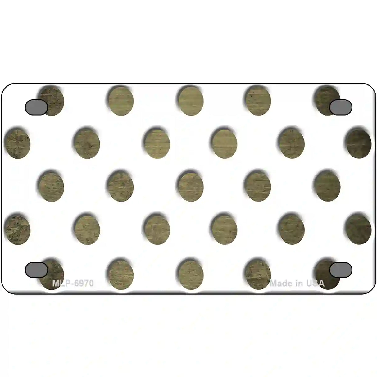 Gold White Dots Oil Rubbed Metal Novelty License Plate 4" x 2.2" (MLP)